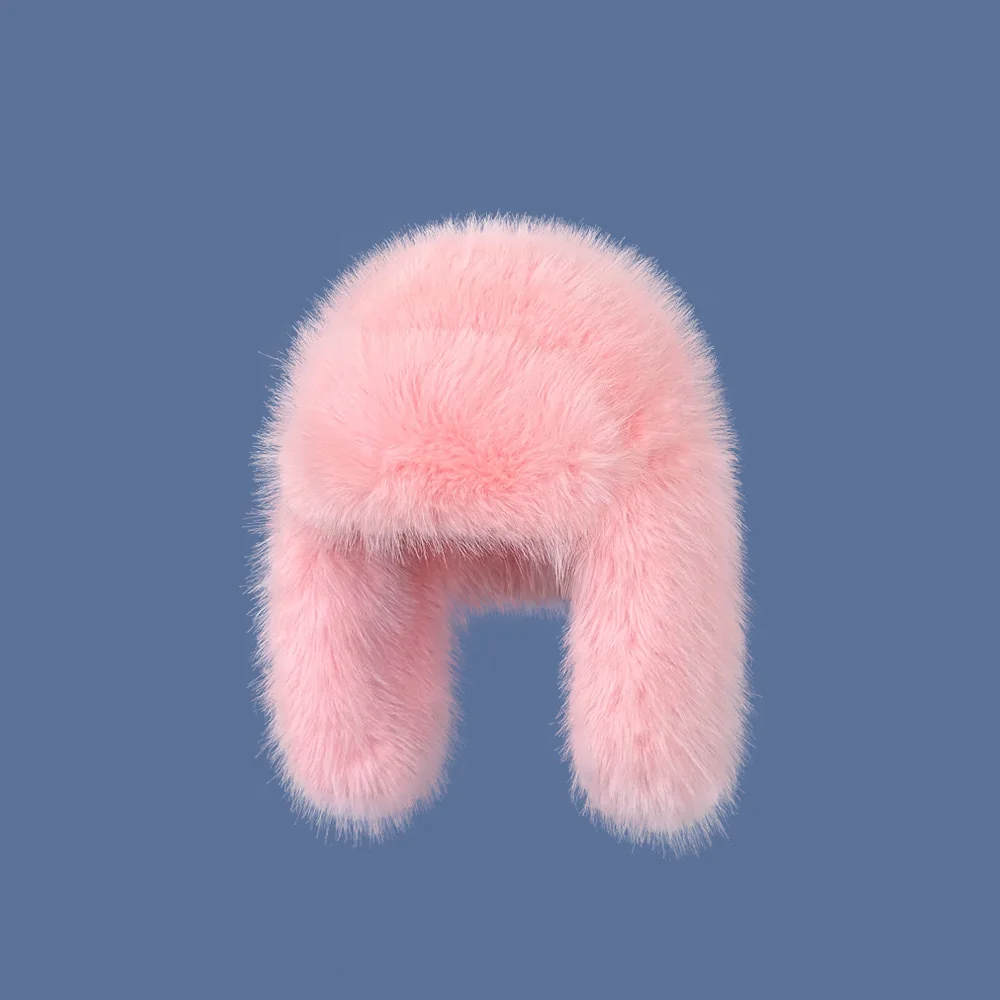 Winter Imitation Sable Plush Hat Women Outdoor Cycling Lei Feng Hat Thickened Windproof Ear Protection Warm