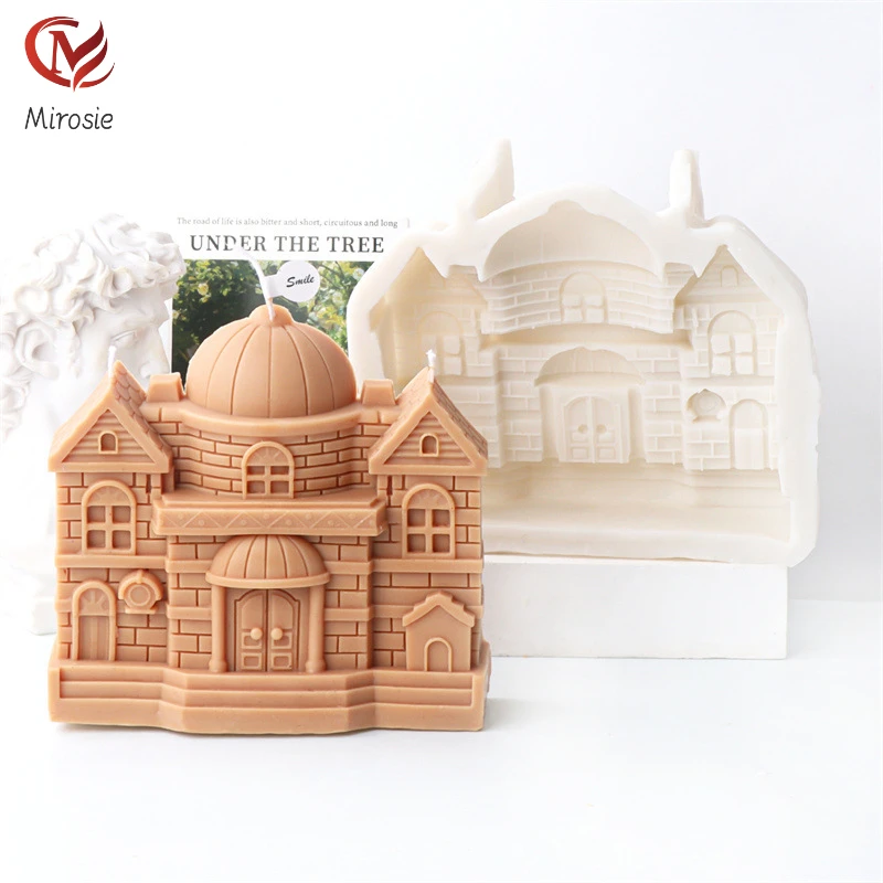 

Mirosie European Style Castle Silicone Candle Mold Three-dimensional House Castle Aromatherapy Plaster Fondant Cake Decoration