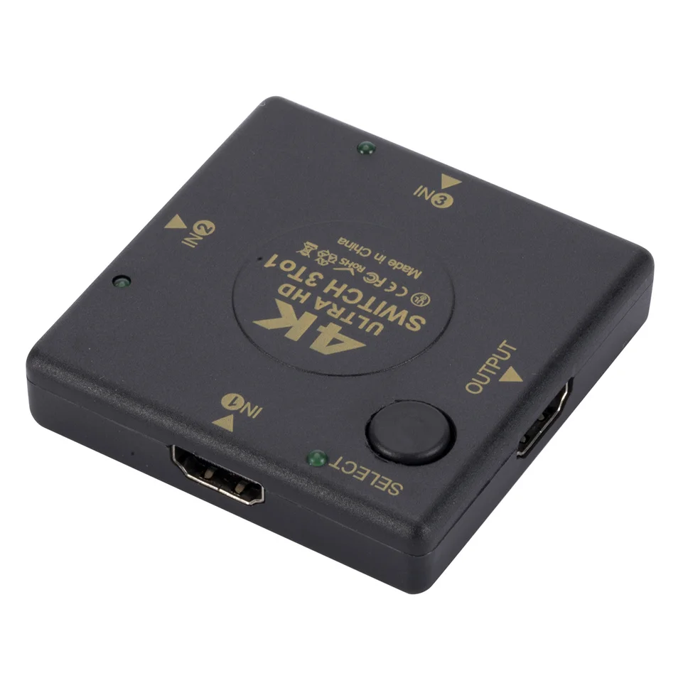 3 Port HDMI Switch 3 input 1 Output Female to Female HDMI Switcher Splitter Box Selector for HDTV 4K/1080P VIdeo Switch
