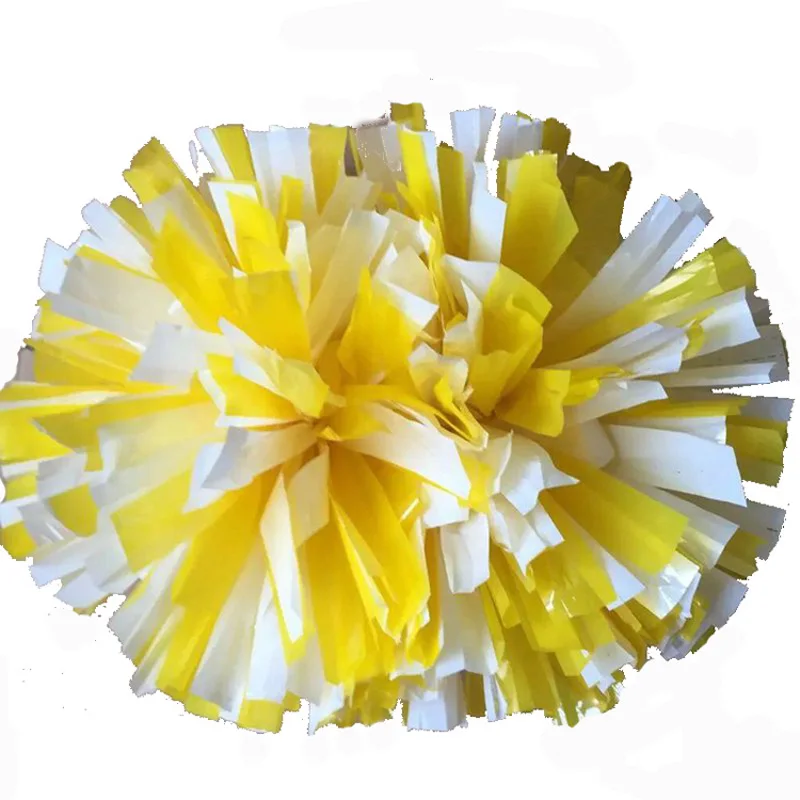 Purple Game Pompoms with Baton Handle, Cheers Pompon Factory, Color Can Free Combination, High Quality, 38cm, 2Pcs