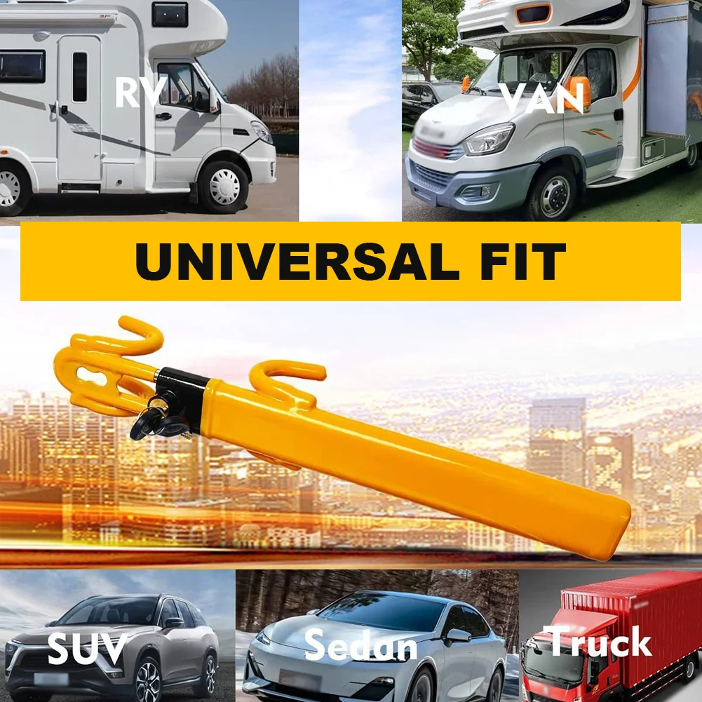 Anti-Theft Device Retractable Double Hooks Car Wheel Lock Fit for Cars Trucks Vans and SUVs