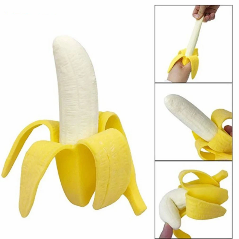 13CM Creative Plastic Funny Simulation Peeling Banana Spoof Toys Fruit Decompression Banana Toys Children's Birthday Gift