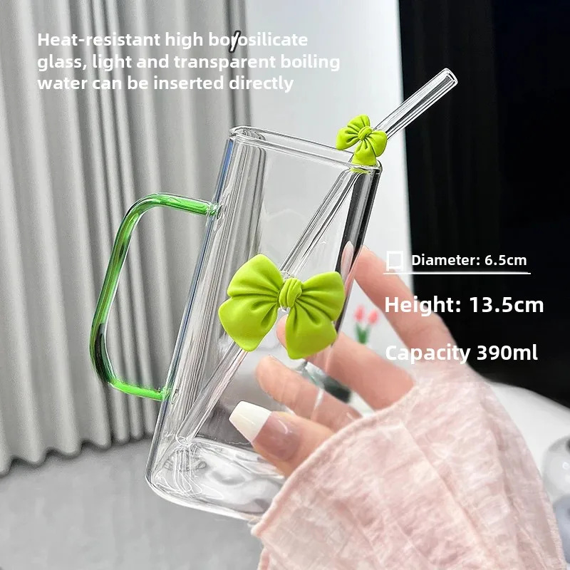 Iced Coffee Cup with Straw Cute Glass Mug for Summer Drinks Home Drinkware Tumbler Gift for Any Occasion Stylish Beverage