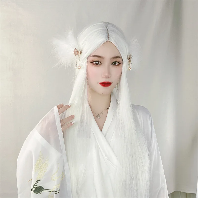 

Synthetic wig for men and women cosplay, with long straight hair at waist length and multiple colors available