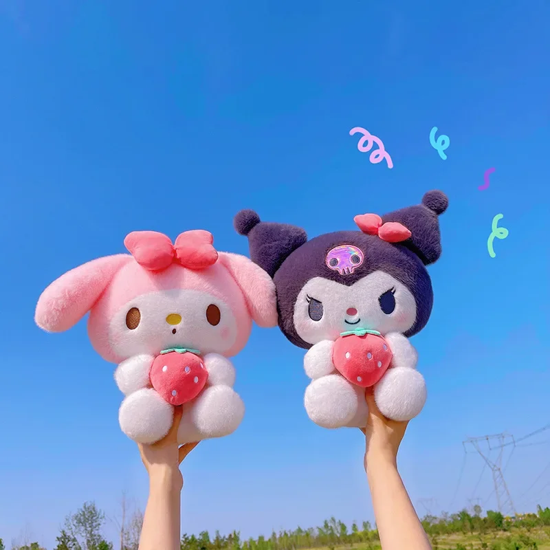 Strawberry Kuromi Plush Doll Toy Cartoon Anime Melody Bow Fruit Funny Sanrio Doll Plush Pillow Ornament Dool Girls Plush Toy sanrio hello kitty sundries hand account book storage bags cinnamoroll my melody kuromi cartoon anime student pencil bag gift