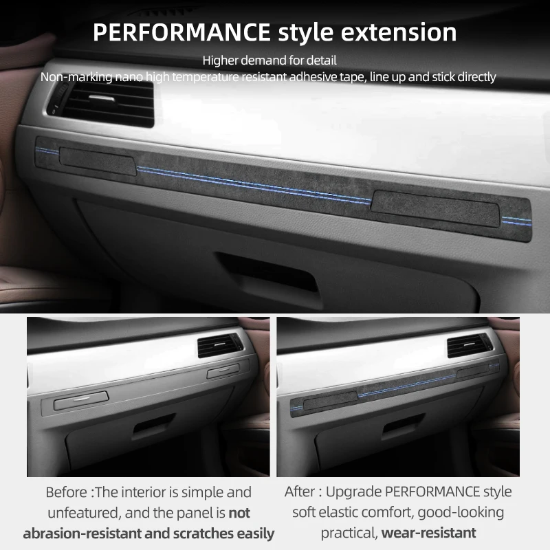 For BMW E90 E92 E93 Alcantara Copilot Cup Holder Panel Trim Strip Performance Sticker Car Interior Tuning Accessories car interior trim car cup holder