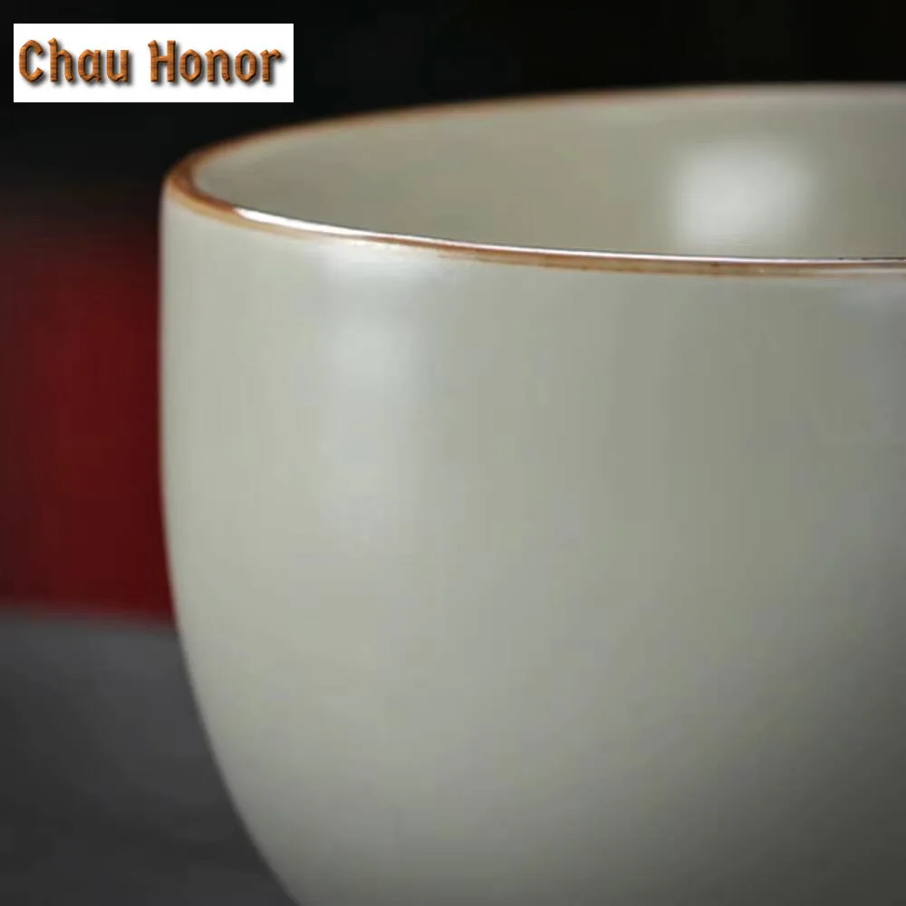 180ml Beige Ru Kiln Tea Cup Ceramic Inlaid Porcelain Flower Mascot Single Cup Master Cup Personal Tea Cup Gift Tea Cup Gift Box