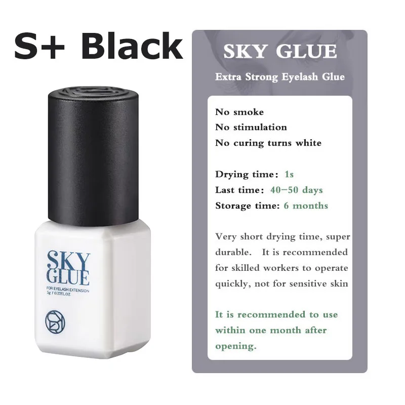 10 Bottles SKY S Plus Glue 5ml Eyelash Extension Supplies Makeup Tools Korea No Irritation Strongest Adhesive with Original Bag