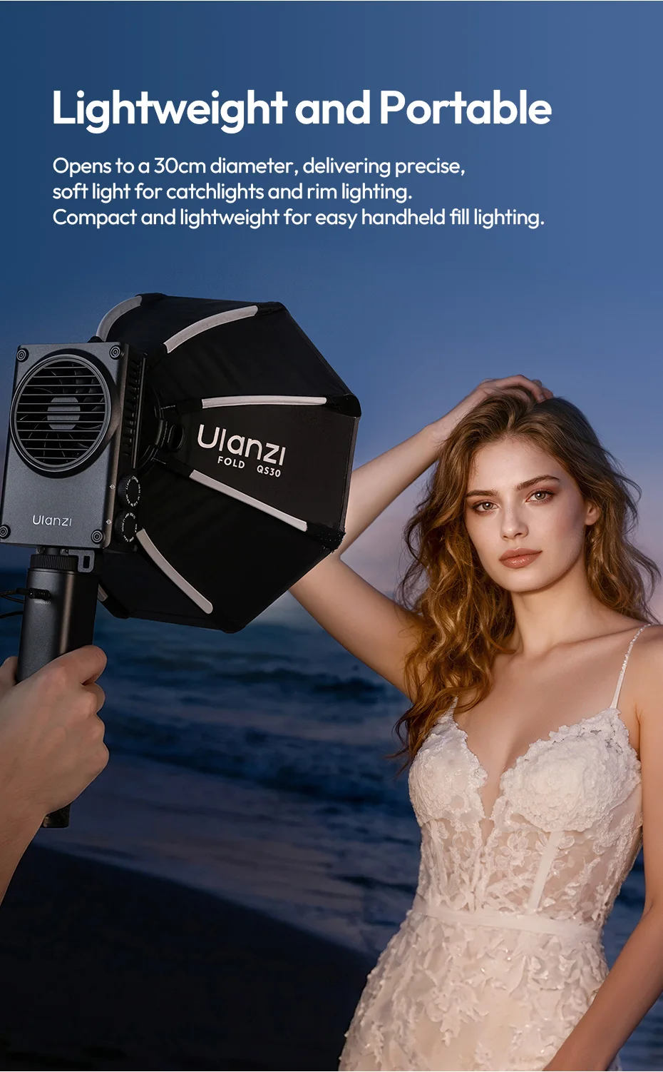 Ulanzi FOLD QS30 Schnellverschluss Oktagonale Softbox 30cm Mini Bowens-Halterung für COB-Videoleuchte Leichte & Faltbare Softbox – Detail 3