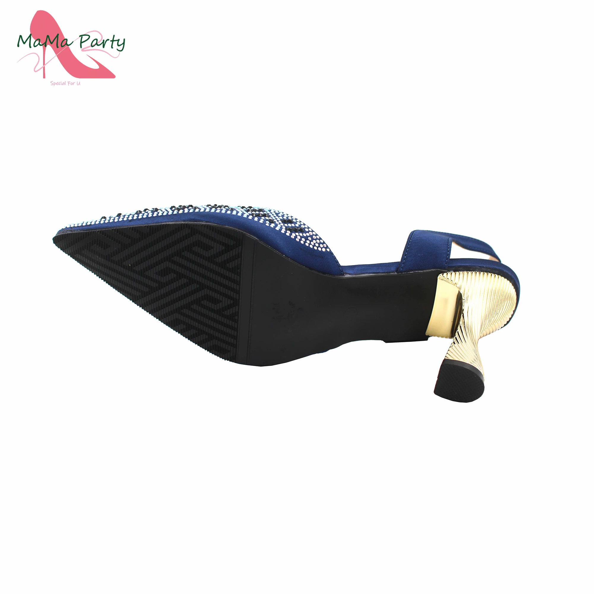 Navy Blue New Arrivals Italian Design 2024 Summer Hot Sale Shoes and Bag Set for Nigerian Women Pointed Toe Pumps for Party