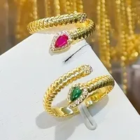 Boutique 9999 Gold Luxury Bracelet Ring Set Female Fashion Noble 24K Year Snake Bracelet Open Band Ring AU750 5