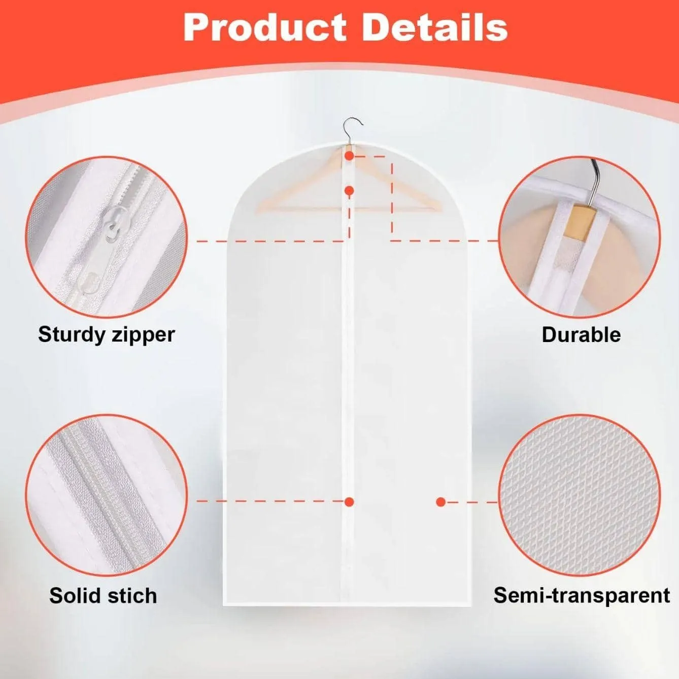 Garment Bags for Hanging Storage Clothes Cover Breathable Protectors Coat Covers for Closet with Zipper Home Packing Organizer 6