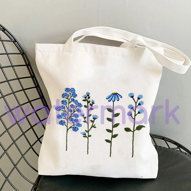 Flower Tote Bag - Wildflower, Floral, Canvas Tote Bag with Zipper