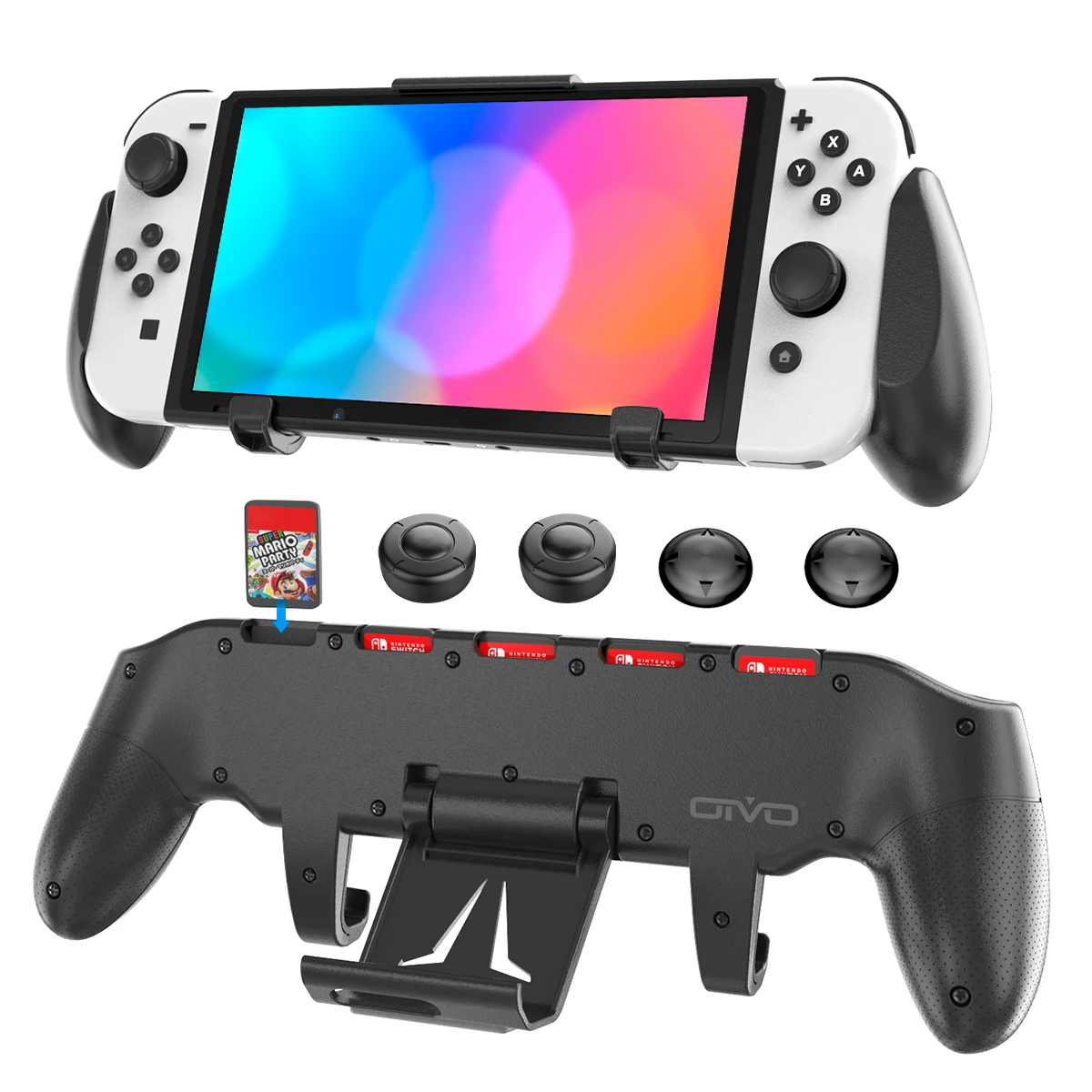 Grip Holder Adjustable Stand Handle Asymmetrical Controller Holder 5 Card Slots For Switch/Switch OLED Nintendo Switch Game Controller Accessories