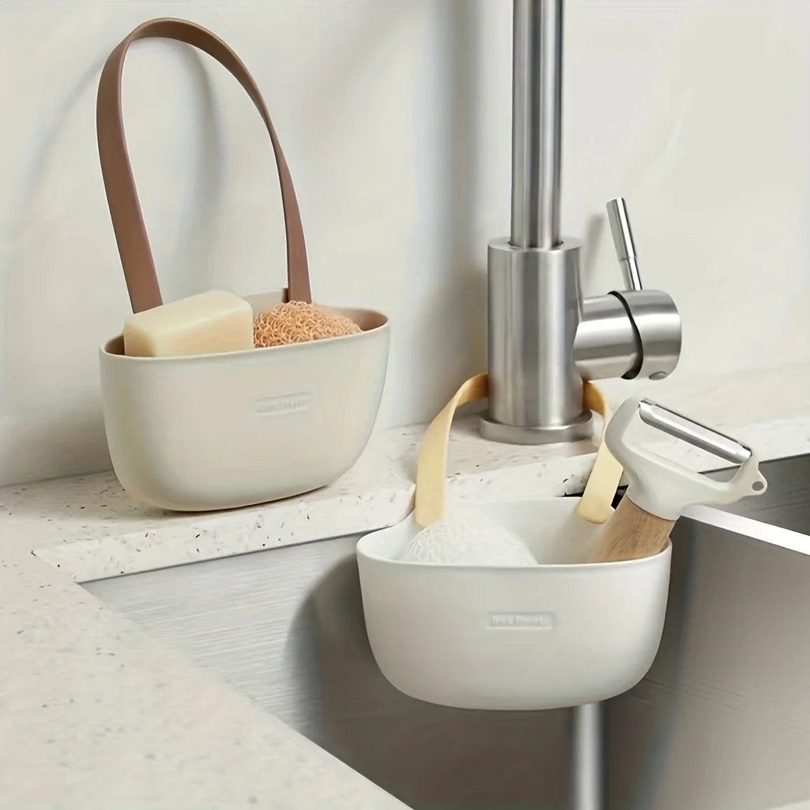 1pc Draining Rack, Hanging Basket, Home Sink Storage Supplies, Sink Single Double Draining Hanging Bag, Drying Rack, Sink Drain