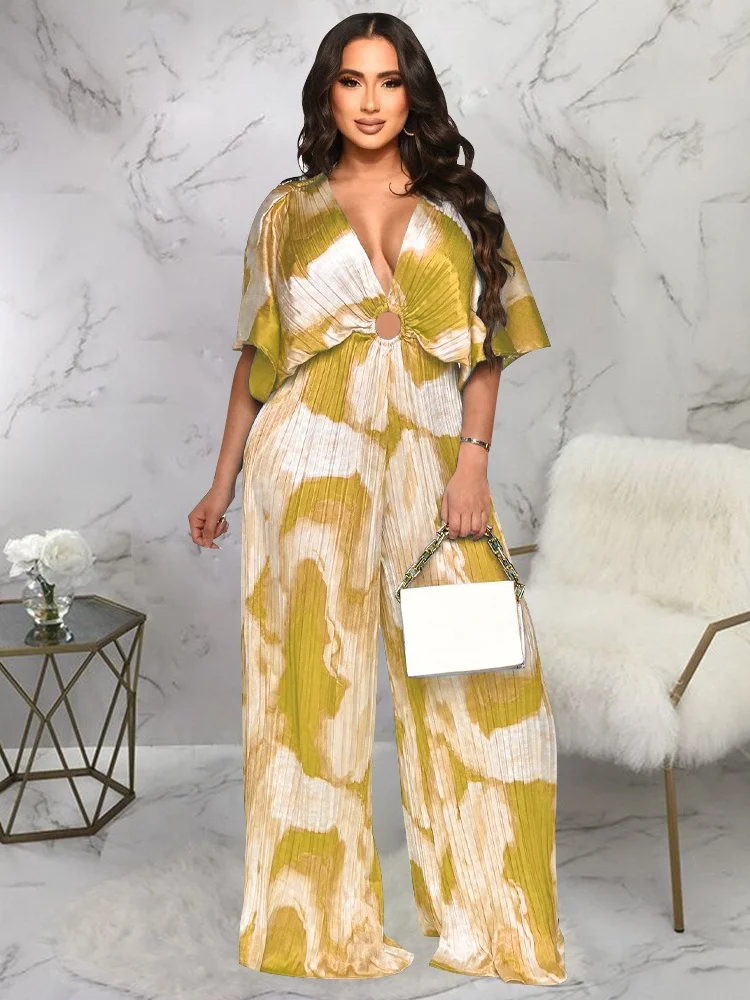 Wmstar Jumpsuit Women One Piece Outfit Clothing Printed Sexy Short Sleeve New Summer Casual Bodysuit Wholesale Dropshipping 2024