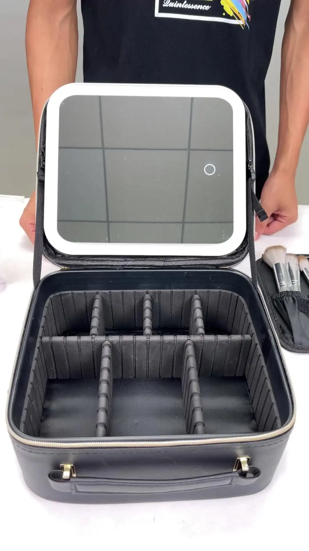 Beauty Case Borsa da viaggio per il trucco con specchio a