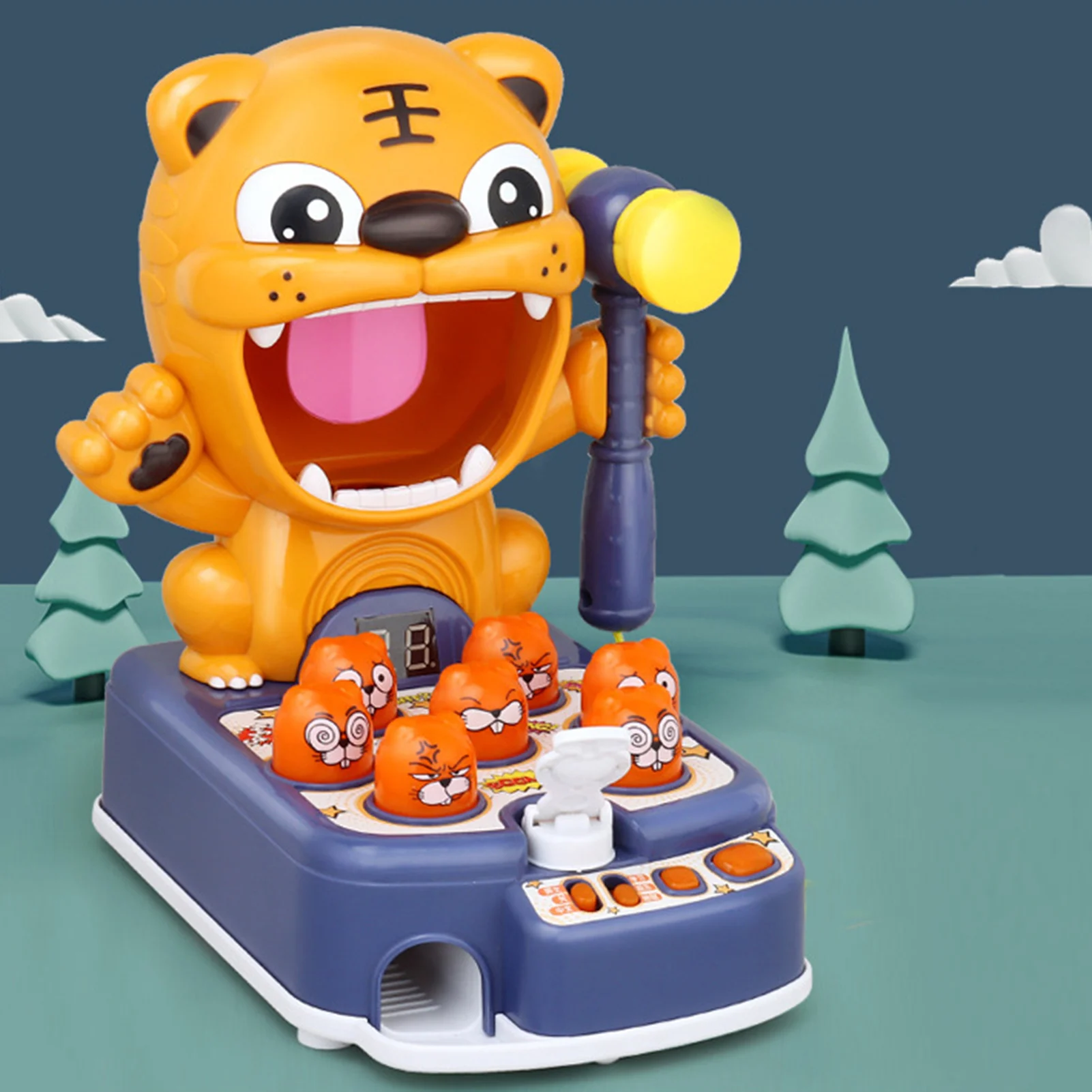 Whack A Mole Game Mini Electronic Arcade Game Interactive Early Educational Developmental Toy With Hammering Pounding And Music