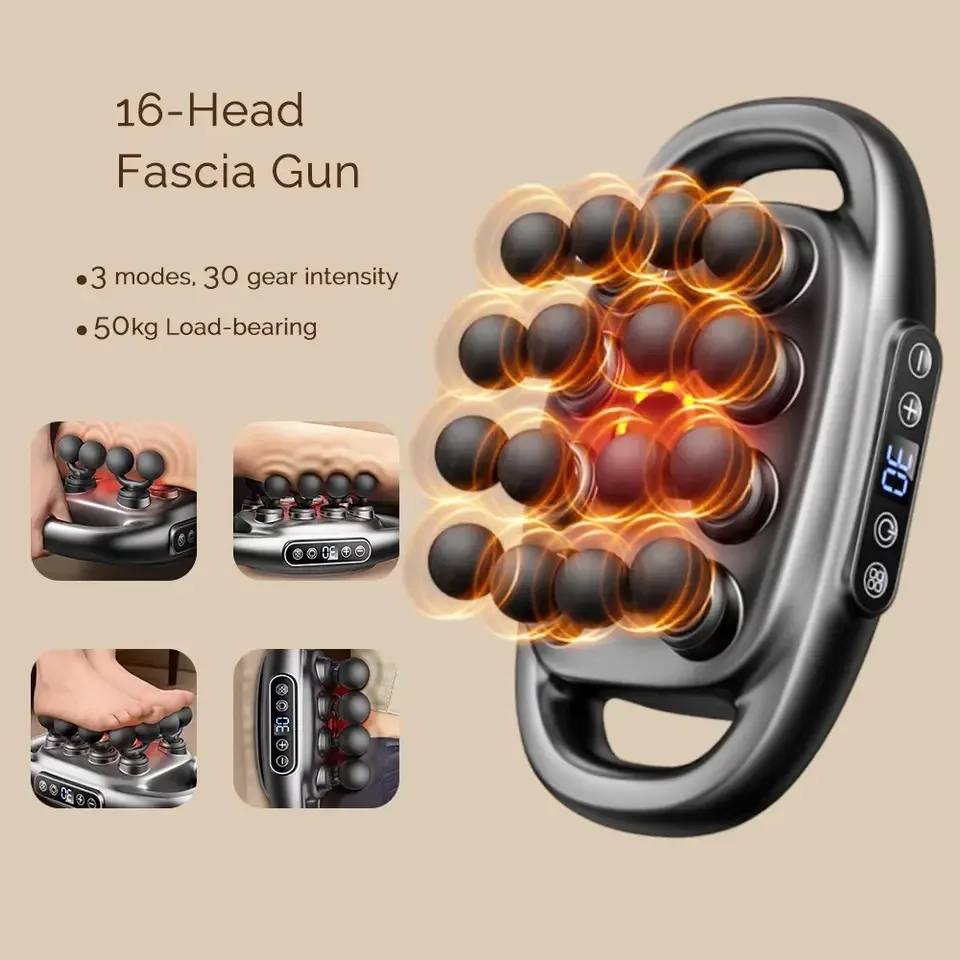 22 Heads Fascia Gun Electric Masajeador Vibrating Muscle Massagers Body Neck Massage Relaxation Treatment Fascia Massage Gun