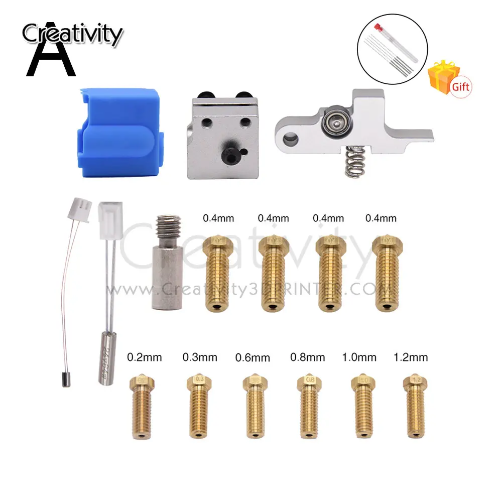 Creativity  Genius Silicone Nozzle kit  Extruder Sidewinder X1 X2 Throat Handle Thermistor Heating Pipe Heated Block Idler Arm for artillery sidewinder x1 x2 genius hotend silicone sock thermistor heating tube heat block throat volcano nozzle extruder
