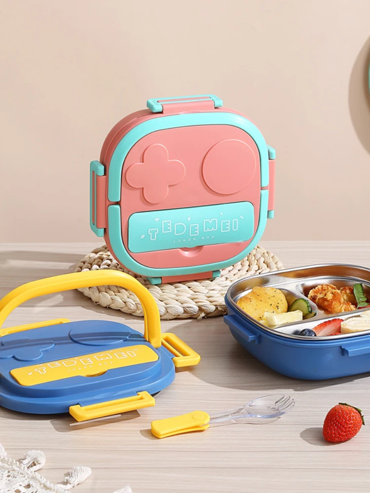 Hot Selling Stainless Steel Lunch Box for Kids Dining Plate Thermal  Insulated Baby Bento Box Spoon Divided Lunchbox