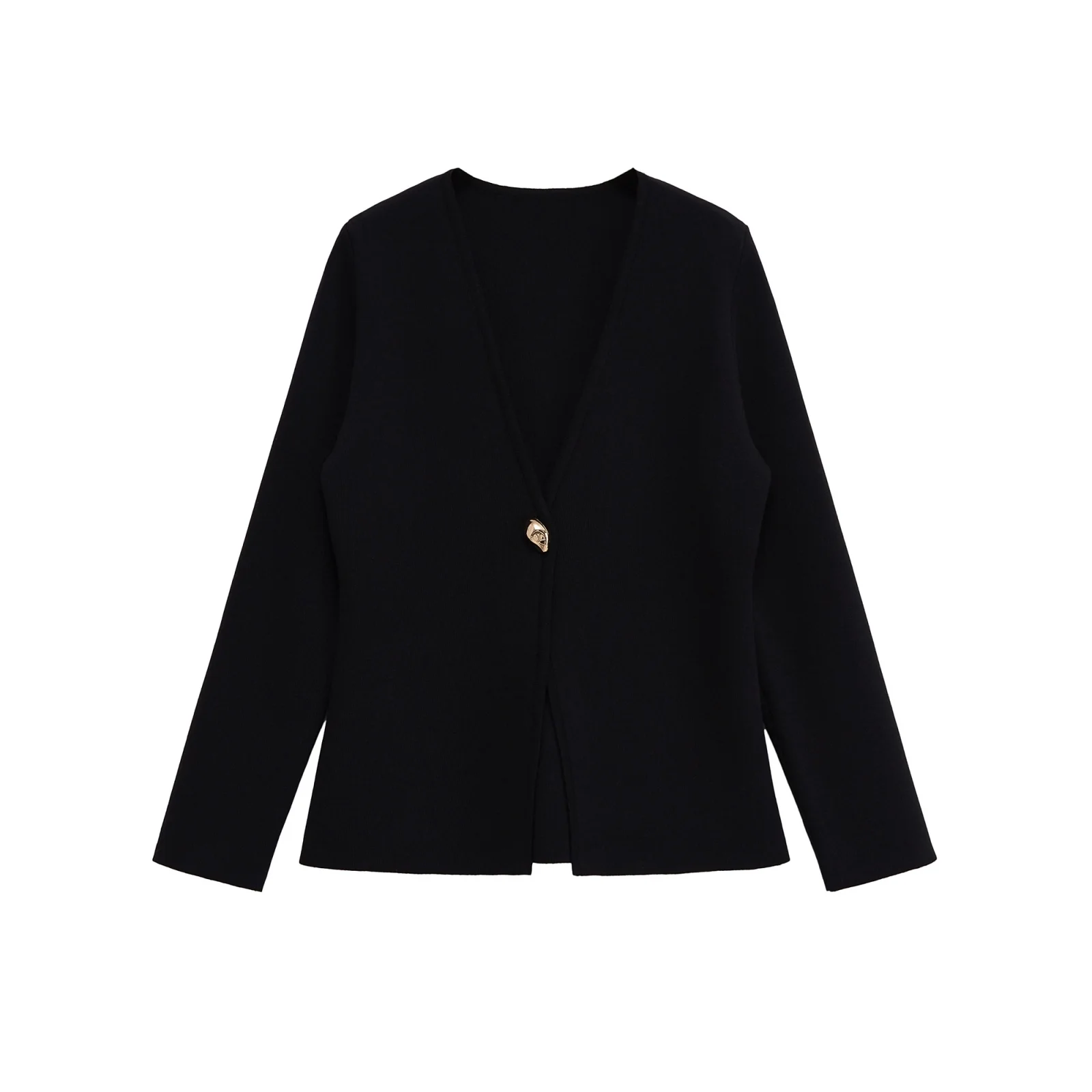 Autumn Women Sweaters Cardigans Fashion V-Neck Long Sleeve With Gold Button Knit Cardigan Sweater Female Outerwear Chic Top