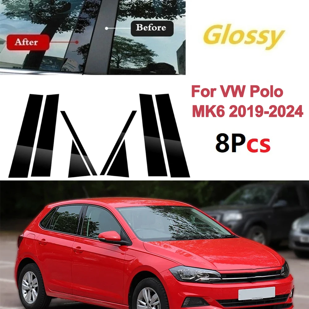 Car window trim stickers 8Pcs for Volkswagen VW Polo MK6