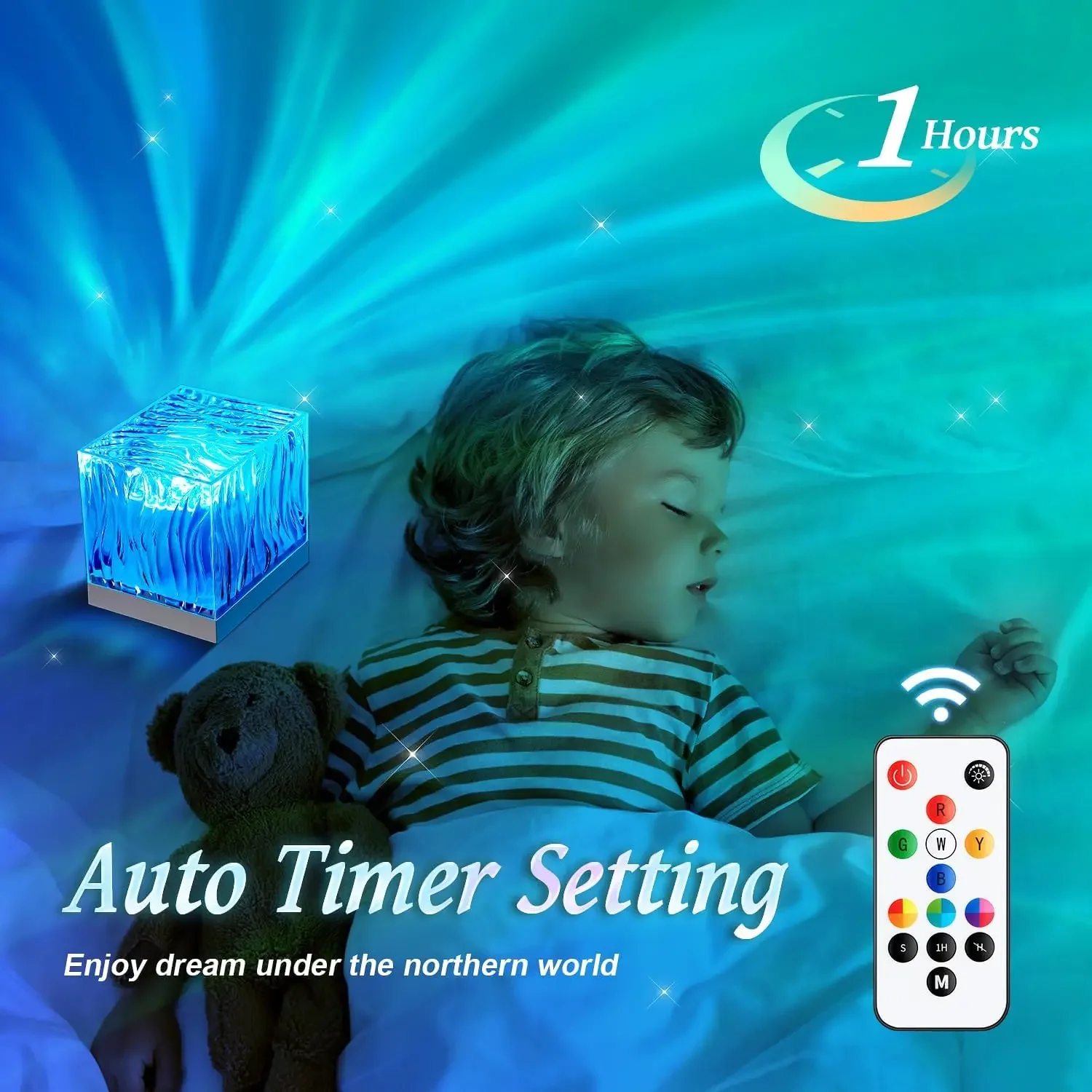 Aurora Crystal Lamp Water Ripple Projector Night Light Home Bedroom Aesthetic Decoration Atmosphere Holiday Gift Sunset Lights Night Light Star Projector Lamp Ocean Wave Projector Lamp Moon Projector Light