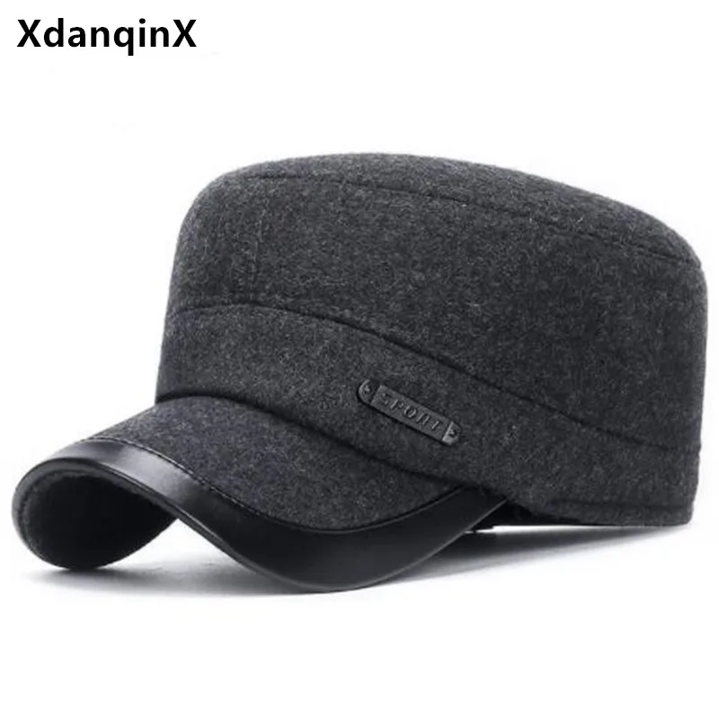 

Free Shipping New Winter Men's Warm Hat Plush Thickening Military Hats Cold Proof Earmuff Cap Flat Caps For Men Bone Trucker Hat