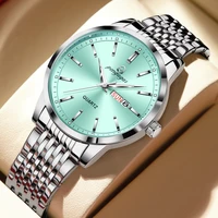 PENGAGAR Luxury Brand Men's Quartz Wristwatch Stainless Steel Waterproof Luminous Date Man Clock Square Business Watches For Men