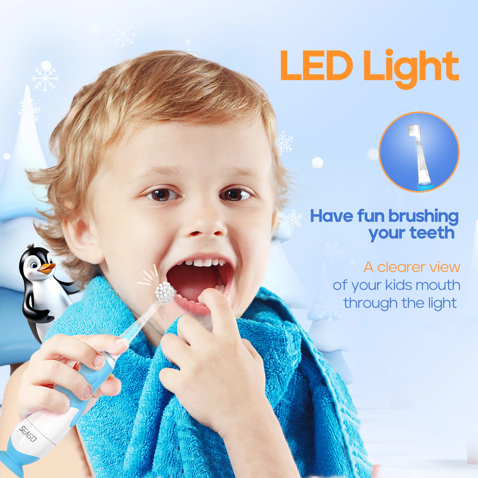 Kids Electric Toothbrush, Seago with 4 Replacement Brush Heads