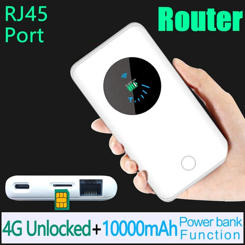 

4G Wifi Router Wifi Modem Car Mobile Wifi Wireless Hotspot Mifi 10000Mah 150Mbps Support 10 Users + Sim Card Slot