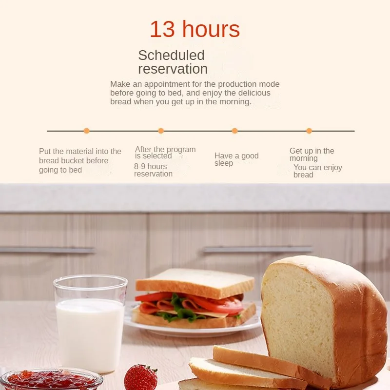 Bread Machine Fermentation 3 Baking Colors Dual Temperature 13 Hours Reservation Multifunctional Kneading Machine for Home Use 3