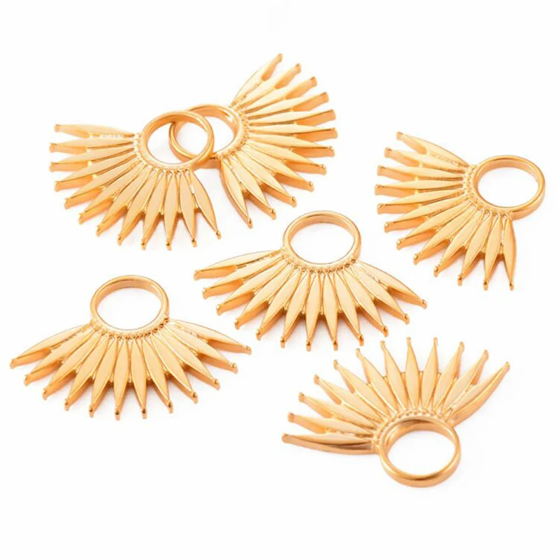 

6pcs Stainless Steel Bohemia Charm Pendants Plated Gold Emission Tassel for DIY Earring Necklace Findings Jewelry Making Wholesa