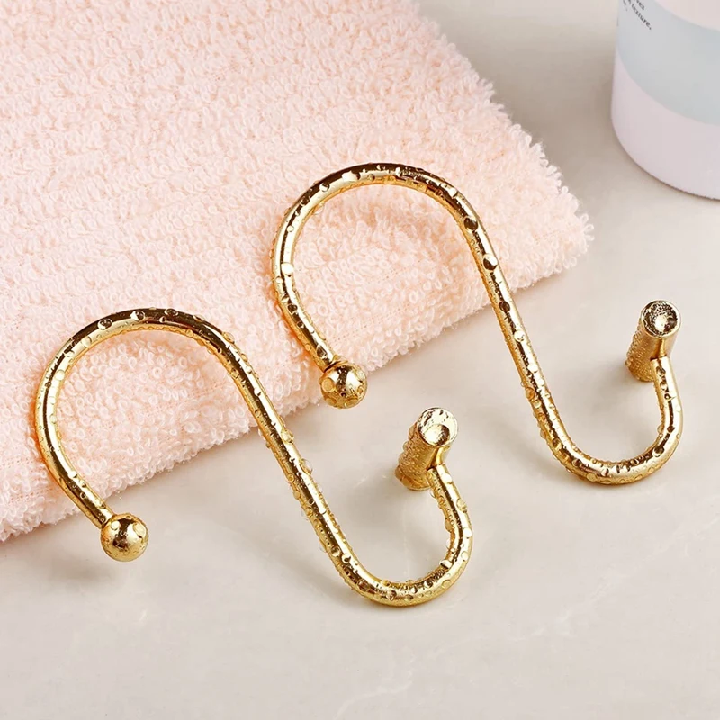 Shower Curtain Hooks Rings,Brass Decorative Shower Curtain Rings For Bathroom Rod,Shower Hooks Hangers T Shaped