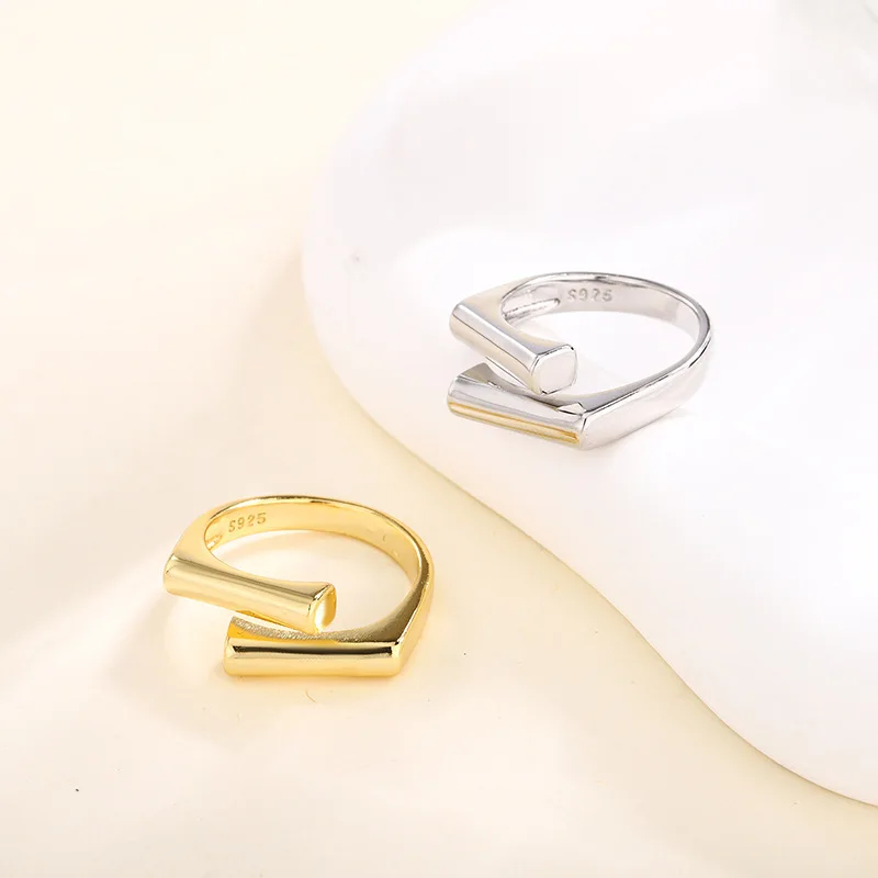 925 Sterling Silver Irregular Geometry Adjustable Rings For Women Engagement Wedding Luxury Jewelry Girl Accessories Jewellery 2