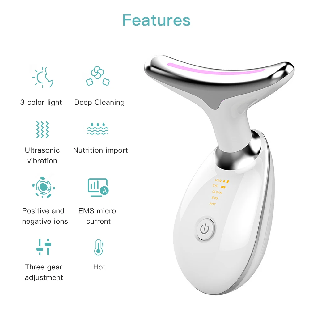 

Neck Face Beauty Facial Massage Device LED Photon Therapy Anti Wrinkle Reduce Double Chin Skin Tighten Facial Lifting Machine