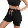 Mermaid Curve Breathable Letter Graphic 2 In 1 Sport Shorts Women Quick Dry Running Short Drawstring Waistband Fitness Hot Pants 3