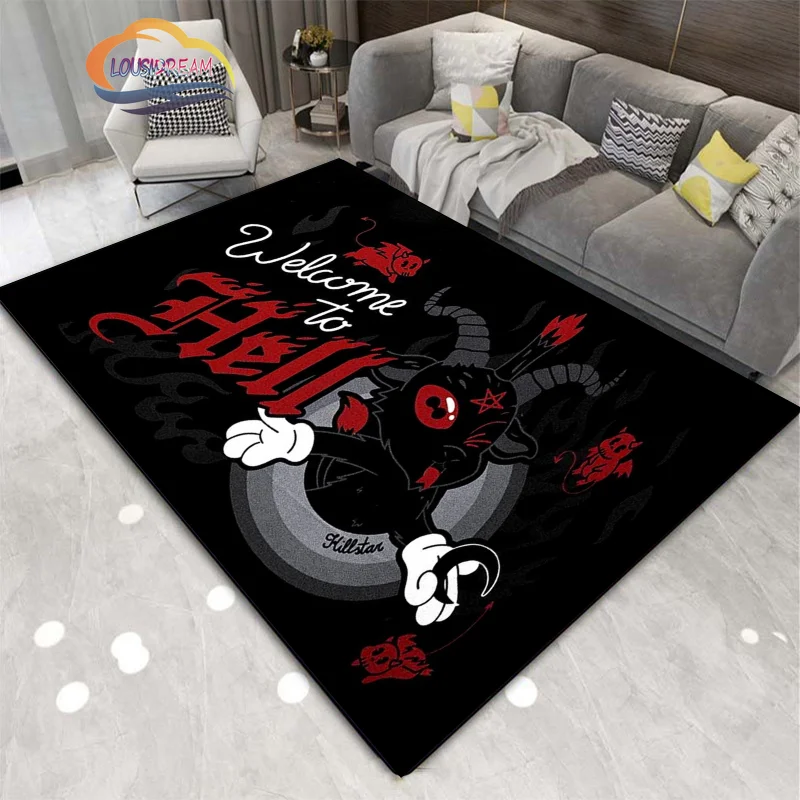 Satanic-Skull-Inverted-Pentagram-Area-Rug-Sheep-head-demon-Baphomet-rug ...
