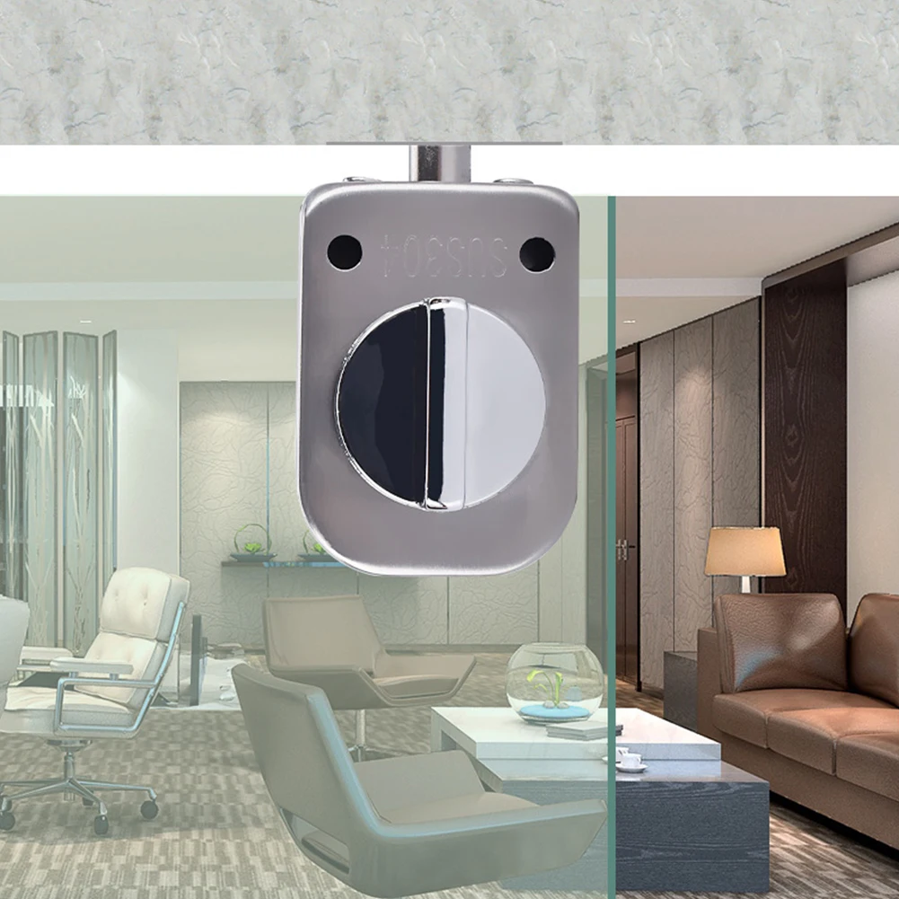 

Glass Door Lock Stainless Steel Latch Sliding Door Lock Punch-Free Ground Lock Bathroom Balcony Floor Spin Latch Lock Hardware