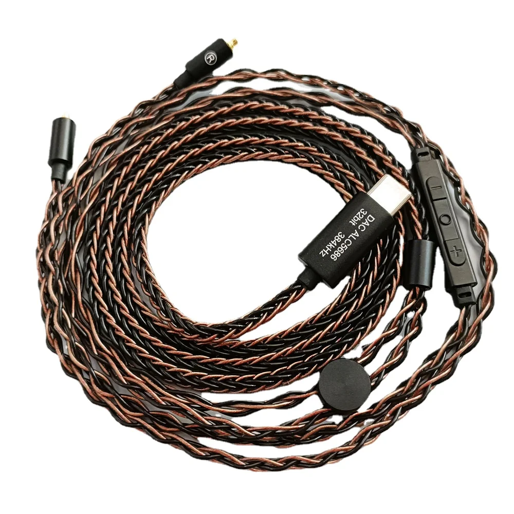 

HiFi earphone cable Type-c DAC calbe ALC5686 Decoding For Shure MMCX Se215 SE846 Single Crystal Copper Cable with mic 3.5mm
