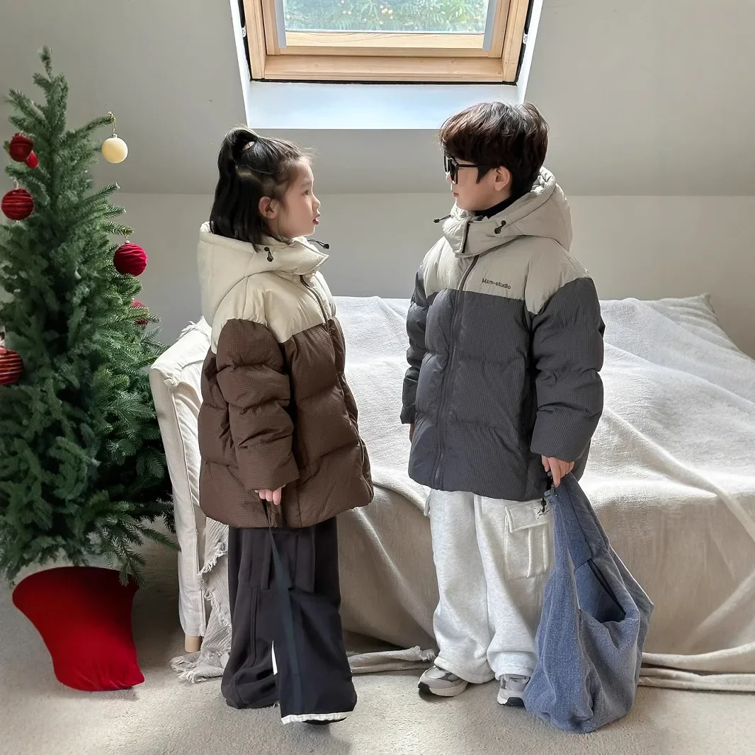 Children Clothes Kids Down Jacket 2024 Winter Boys and Girls Korean Style Hooded Thick Short Down Coat Loose Warm Clothes