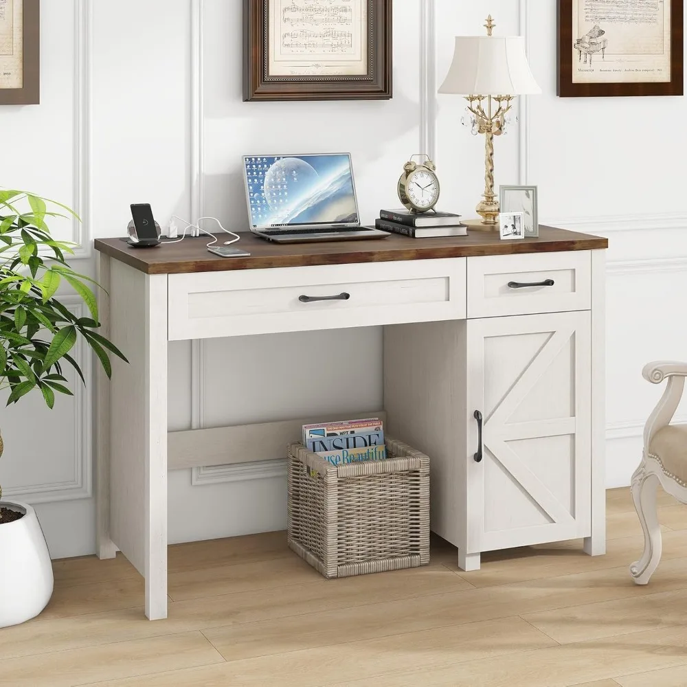 Farmhouse 47" Executive Desk, Computer Desk with Drawers and Cabinet, Workstation Computer Desk for Home Office and Study. 3