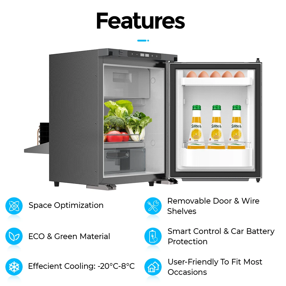 Alpicool R85 12v Rv Fridges Mini Car Refrigerator for Rv Boat Dual Use Compressor Cooler Portable Car Fridge
