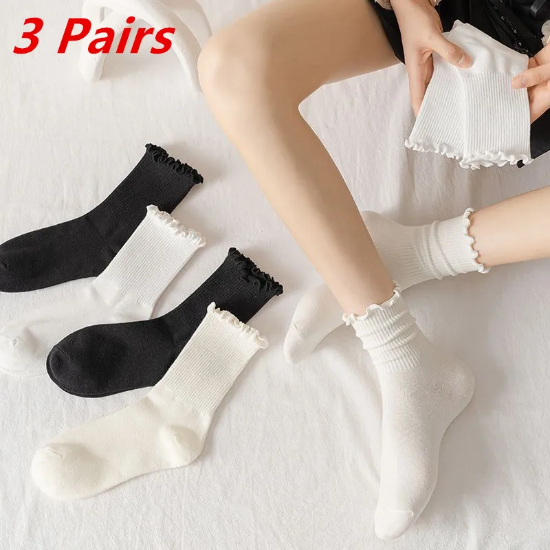 

3 пары/партия, женские хлопковые носки с оборками