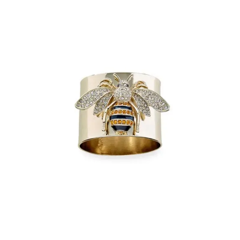 Exquisite Luxury Gold Color Carved Bee Rings for Women Fashion Stainless Steel  Creative Cute Bee Rings Accessories Jewelry Gift