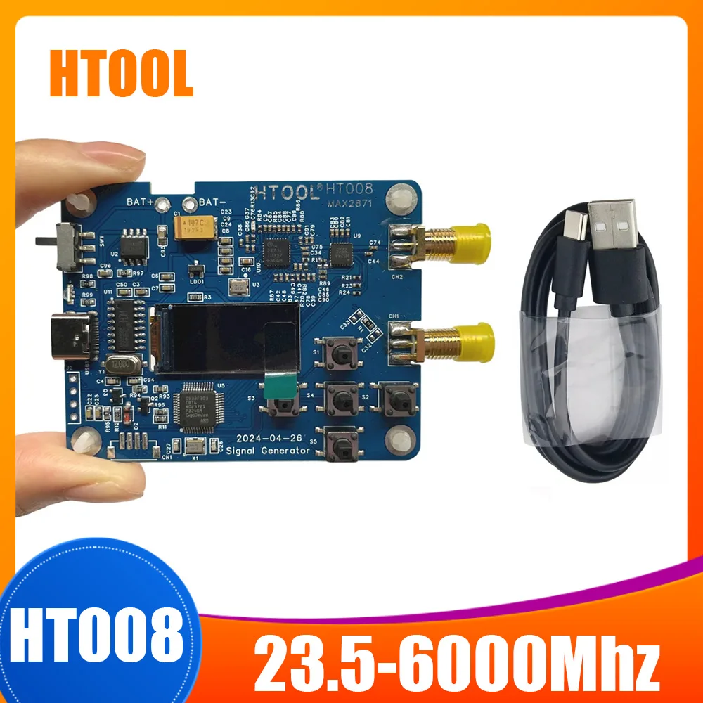 เครื่องกำเนิดสัญญาณ 23.5-6000MHz MAX2871 แหล่งกำเนิดสัญญาณ ช่องสัญญาณคู่ กำลังส่งสัญญาณ RF ปรับกำลังได้ CH2 -25dB 1