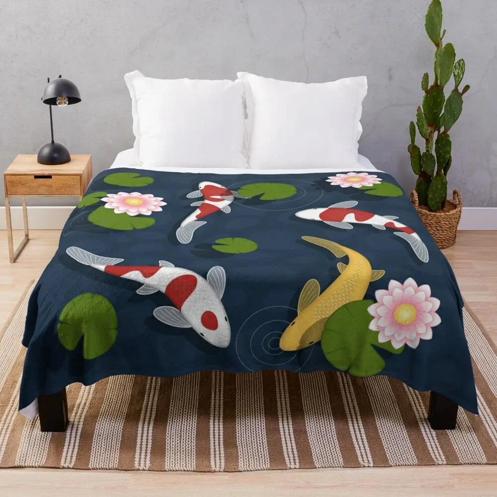 

Japanese Koi Fish Pond Throw Blanket Sleeping Bag Furrys valentine gift ideas Blankets