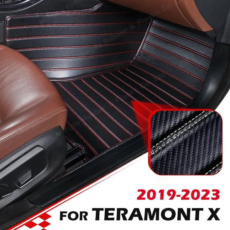 

Custom Carbon Fibre style Floor Mats For VW Volkswagen Teramont X 2019-2023 20 21 22 Foot Carpet Cover Auto Interior Accessories