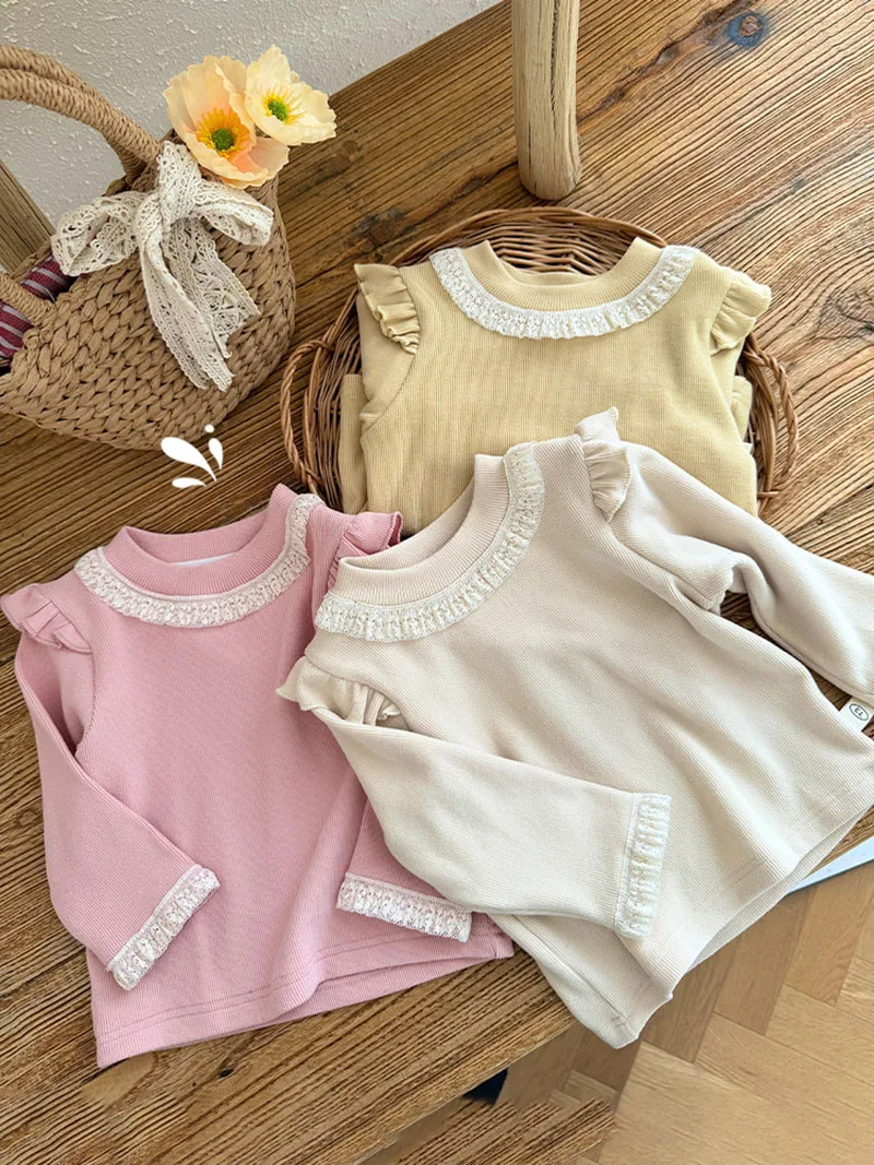 Girls Autumn Long Sleeved Lace Undershirt